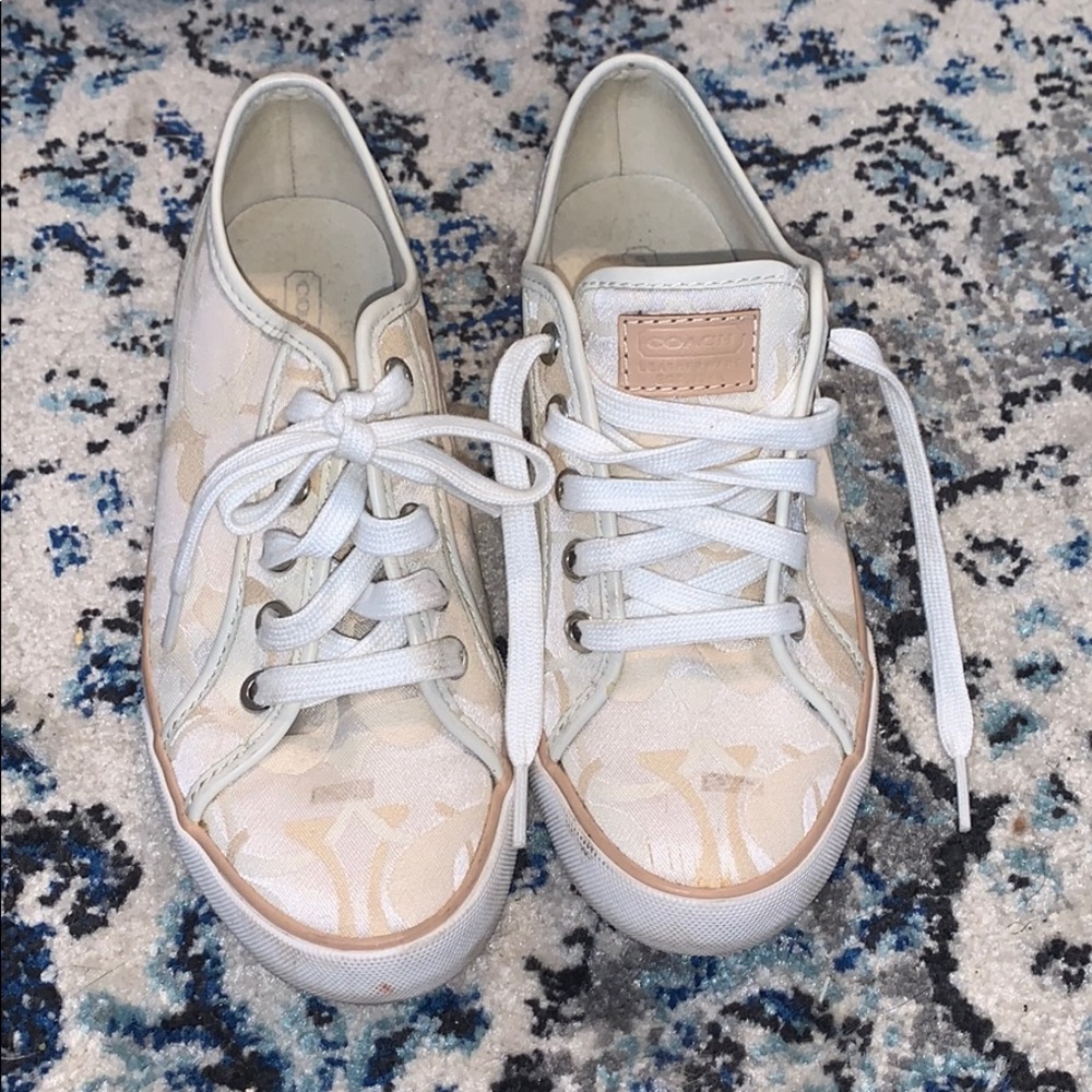 Vintage Coach tan and white lace up sneakers